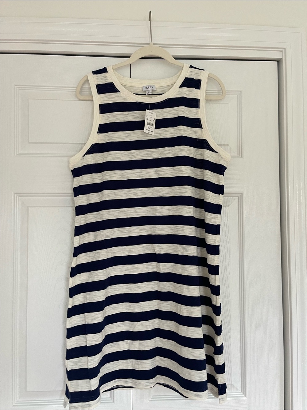 100% Cotton J. Crew Navy and White Striped Dress